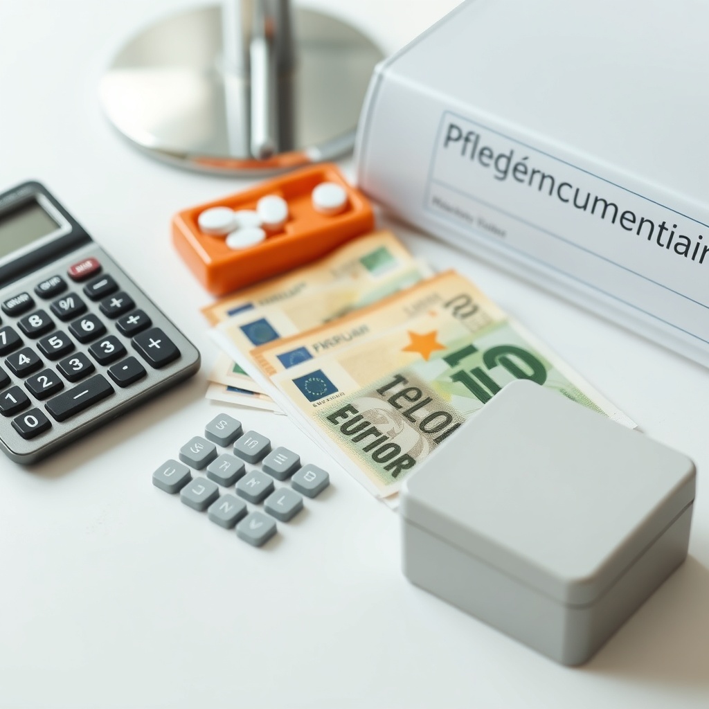 A realistic close-up photo of a neatly arranged desk with a calculator